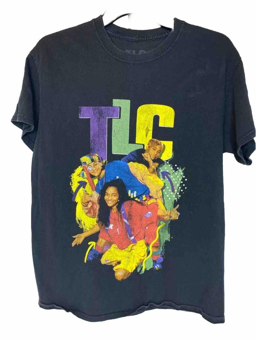 TLC Music Group Graphic Print Black Short Sleeve T-Shirt Adult Size Medium (M)